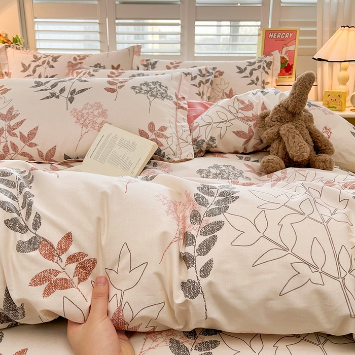 91家纺网 家纺一手货源 找家纺 名优家纺 2026新款60S13374高支密全棉印花纯色四件套 念枝