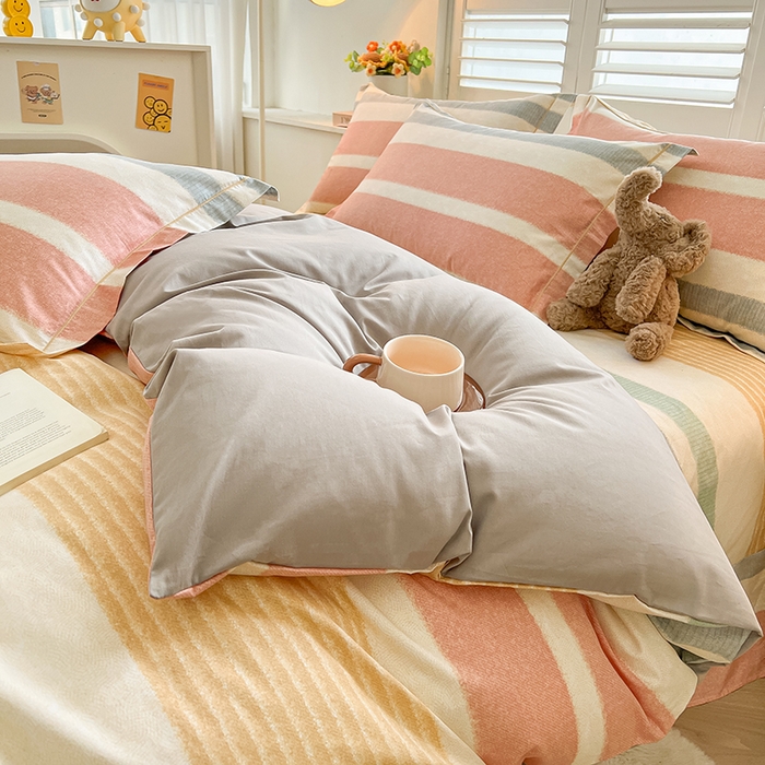 91家纺网 家纺一手货源 找家纺 名优家纺 2026新款60S13374高支密全棉印花纯色四件套 暖冬-桔