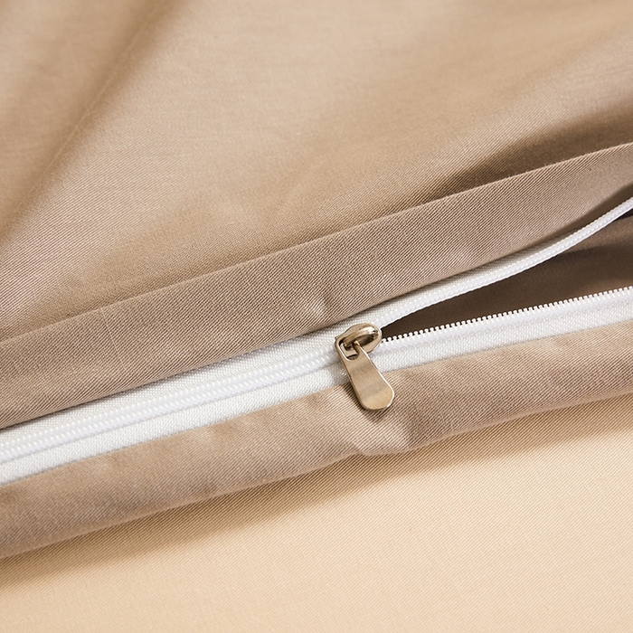 91家纺网 家纺一手货源 找家纺 名优家纺 2026新款60S13374高支密全棉印花纯色四件套 可可棕+奶黄