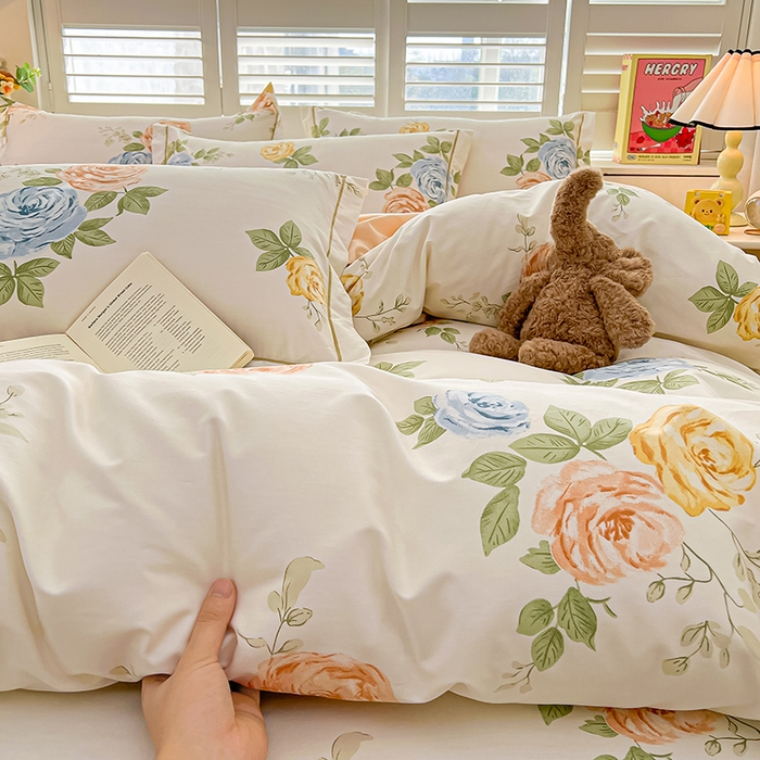 91家纺网 家纺一手货源 找家纺 名优家纺 2026新款60S13374高支密全棉印花纯色四件套 絮棠-米