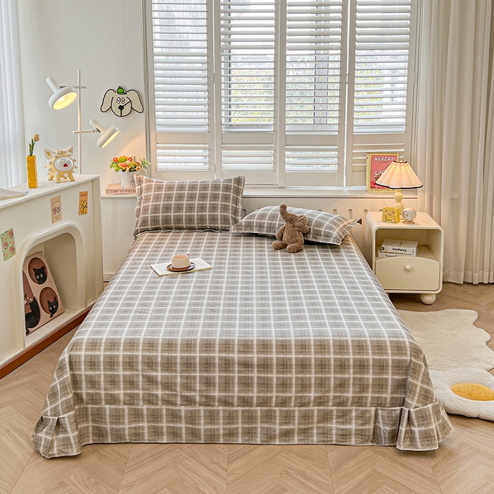 91家纺网 家纺一手货源 找家纺 名优家纺 2026新款60S13374高支密全棉印花纯色四件套 软麻-咖