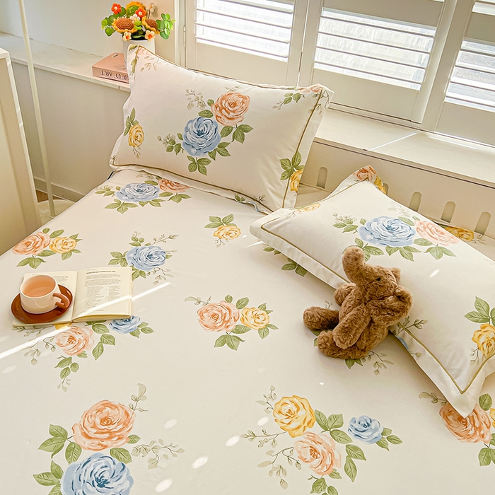 91家纺网 家纺一手货源 找家纺 名优家纺 2026新款60S13374高支密全棉印花纯色四件套 絮棠-米