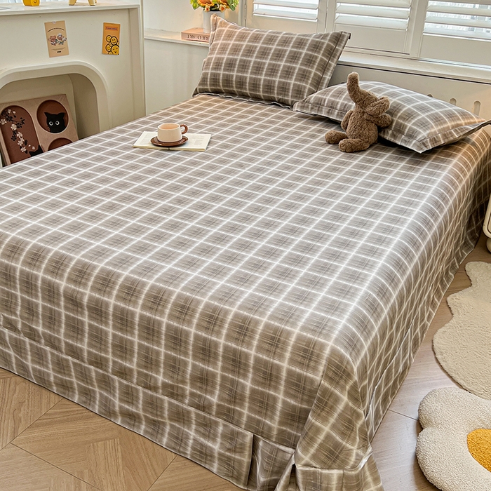 91家纺网 家纺一手货源 找家纺 名优家纺 2026新款60S13374高支密全棉印花纯色四件套 软麻-咖