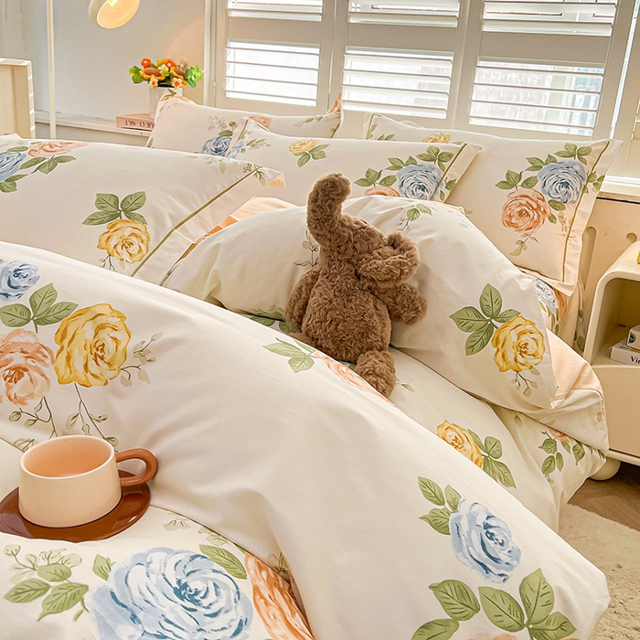 91家纺网 家纺一手货源 找家纺 名优家纺 2026新款60S13374高支密全棉印花纯色四件套 絮棠-米