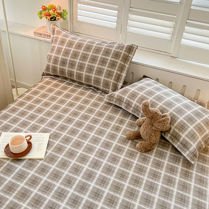 91家纺网 家纺一手货源 找家纺 名优家纺 2026新款60S13374高支密全棉印花纯色四件套 软麻-咖