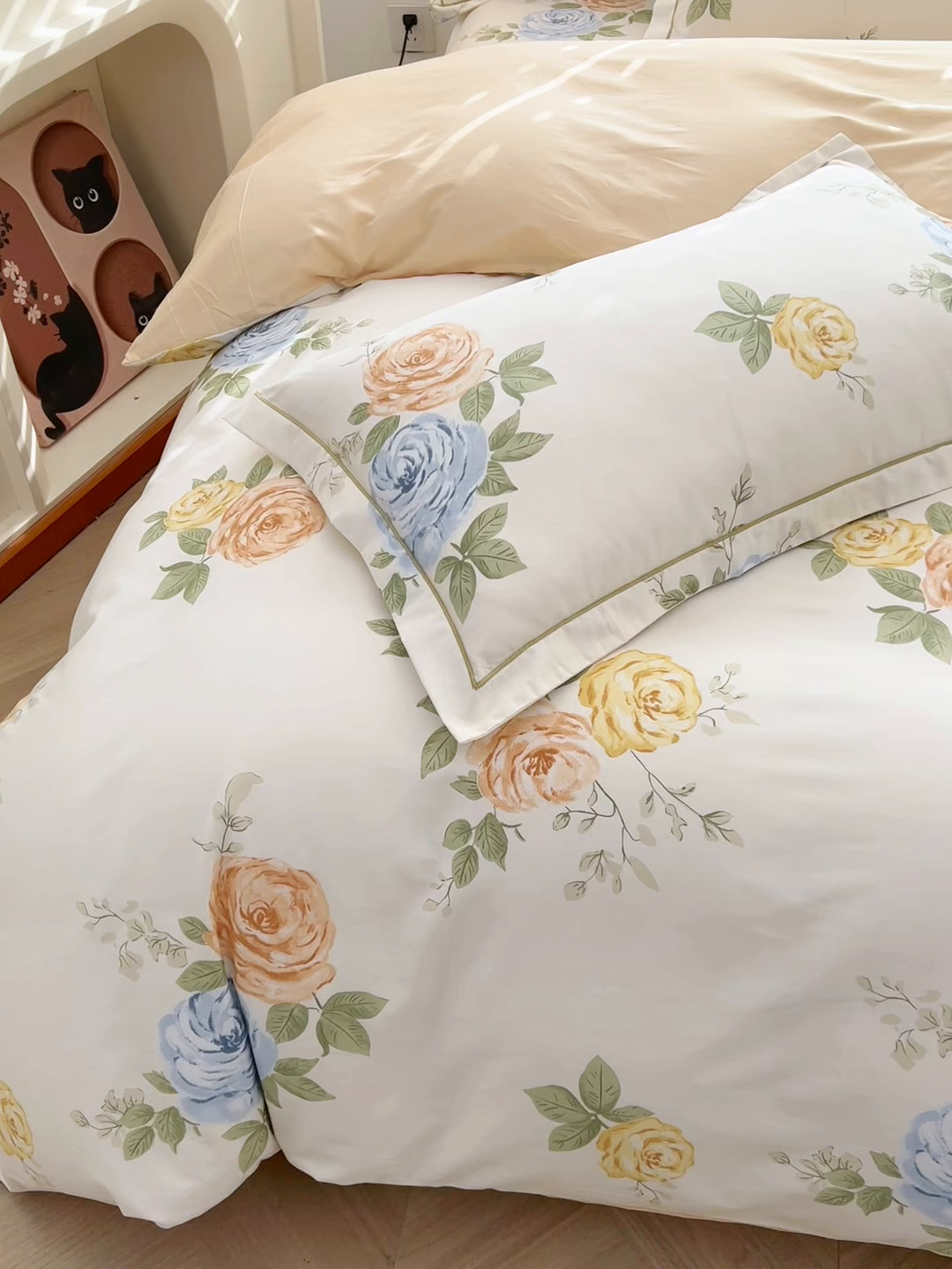 91家纺网 家纺一手货源 找家纺 名优家纺 2026新款60S13374高支密全棉印花纯色四件套 絮棠-米