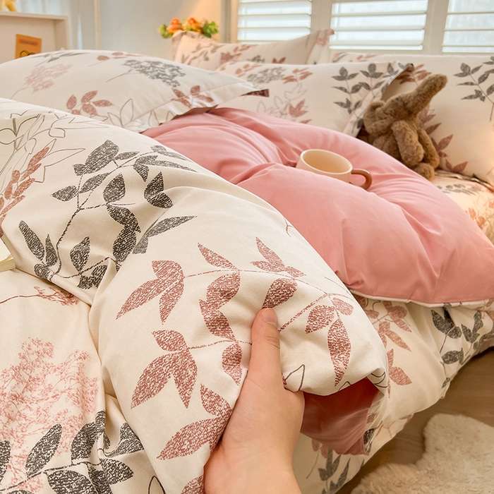 91家纺网 家纺一手货源 找家纺 名优家纺 2026新款60S13374高支密全棉印花纯色四件套 念枝