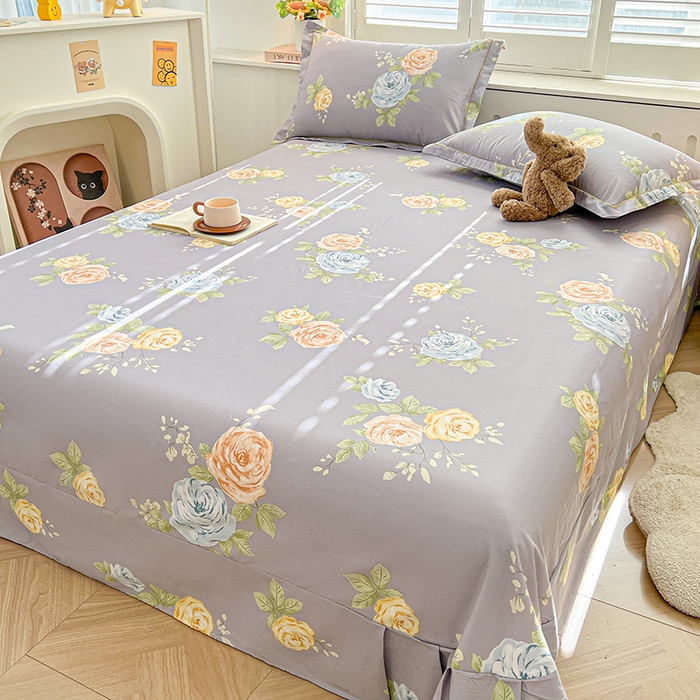 91家纺网 家纺一手货源 找家纺 名优家纺 2026新款60S13374高支密全棉印花纯色四件套 絮棠-灰