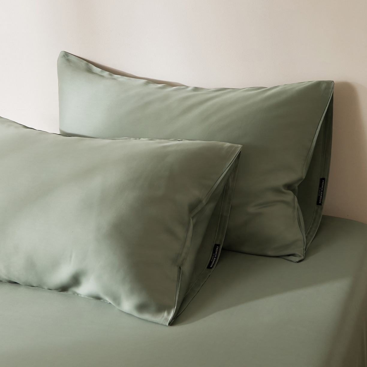 91家纺网 家纺一手货源 找家纺 EH家居 2026新款长绒棉安缦之境单品系列单枕套 AA版-安缦之境-藻绿