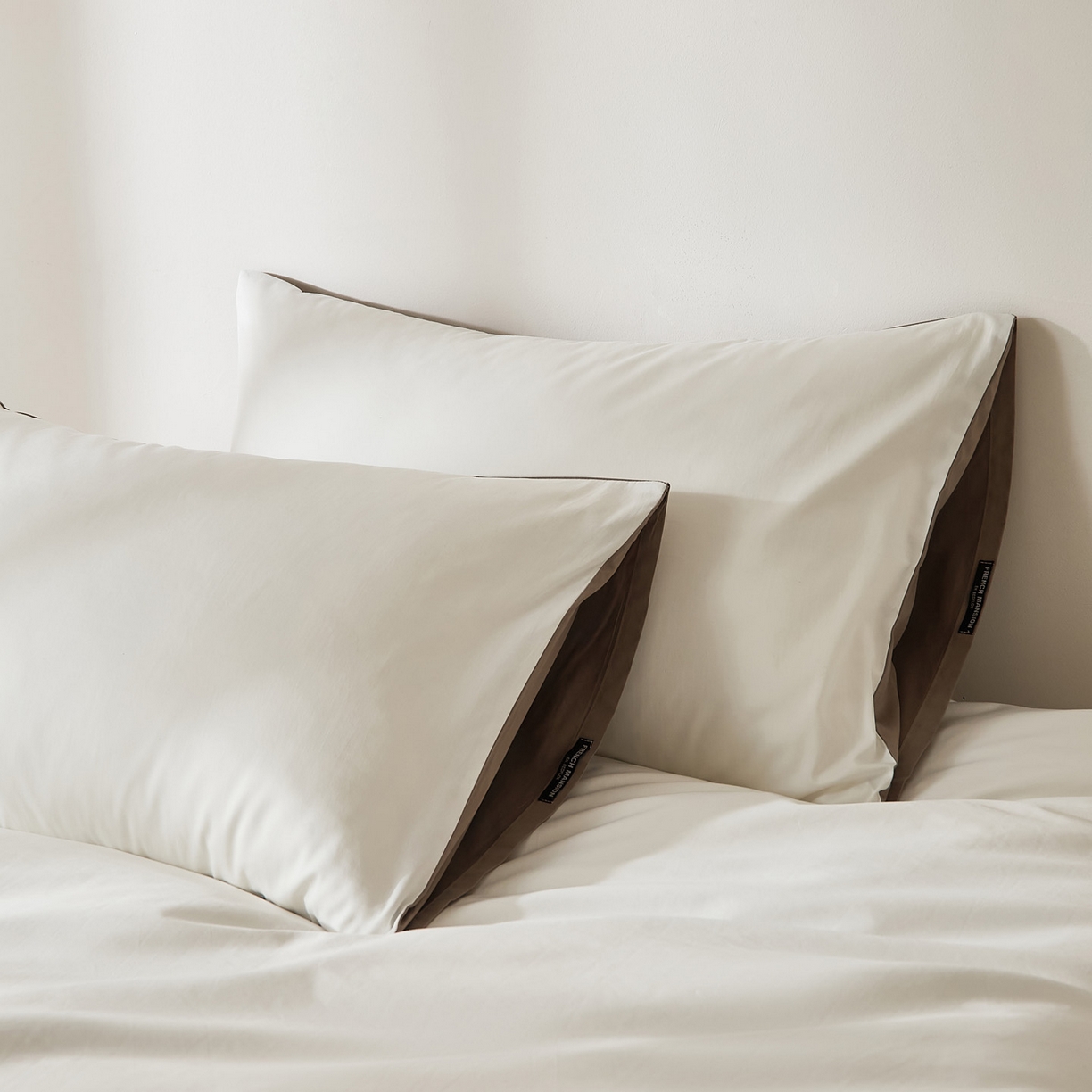 91家纺网 家纺一手货源 找家纺 EH家居 2026新款长绒棉安缦之境单品系列单枕套 AB版-安缦之境-阳光白咖