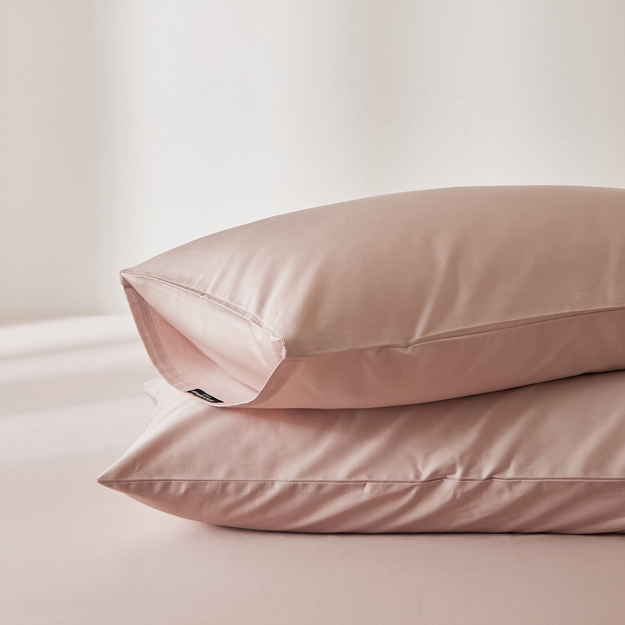 91家纺网 家纺一手货源 找家纺 EH家居 2026新款长绒棉安缦之境单品系列单枕套 AA版-安缦之境-灰裸粉