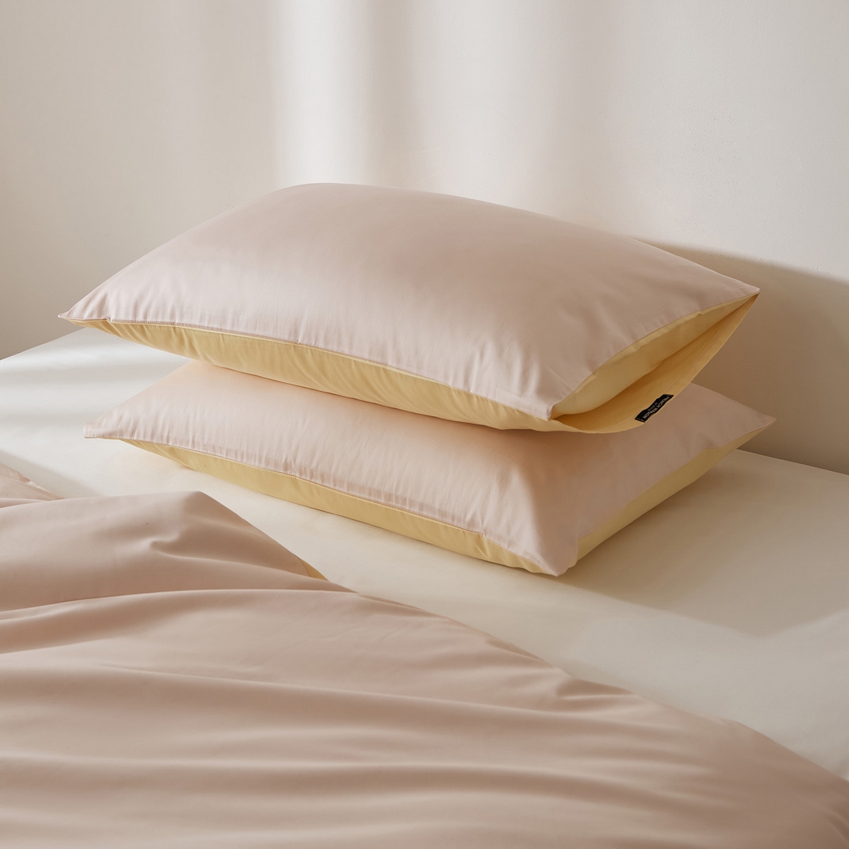 91家纺网 家纺一手货源 找家纺 EH家居 2026新款长绒棉安缦之境单品系列单枕套 AB版-安缦之境-奶盖粉