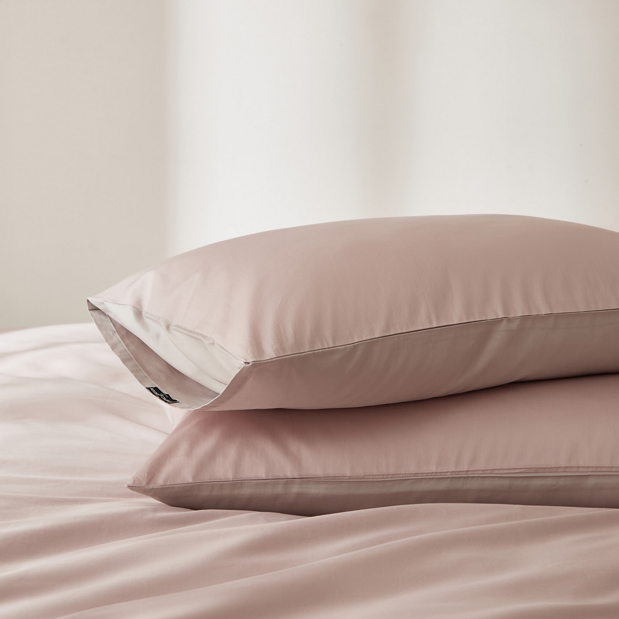 91家纺网 家纺一手货源 找家纺 EH家居 2026新款长绒棉安缦之境单品系列单枕套 AB版-安缦之境-洋气粉灰