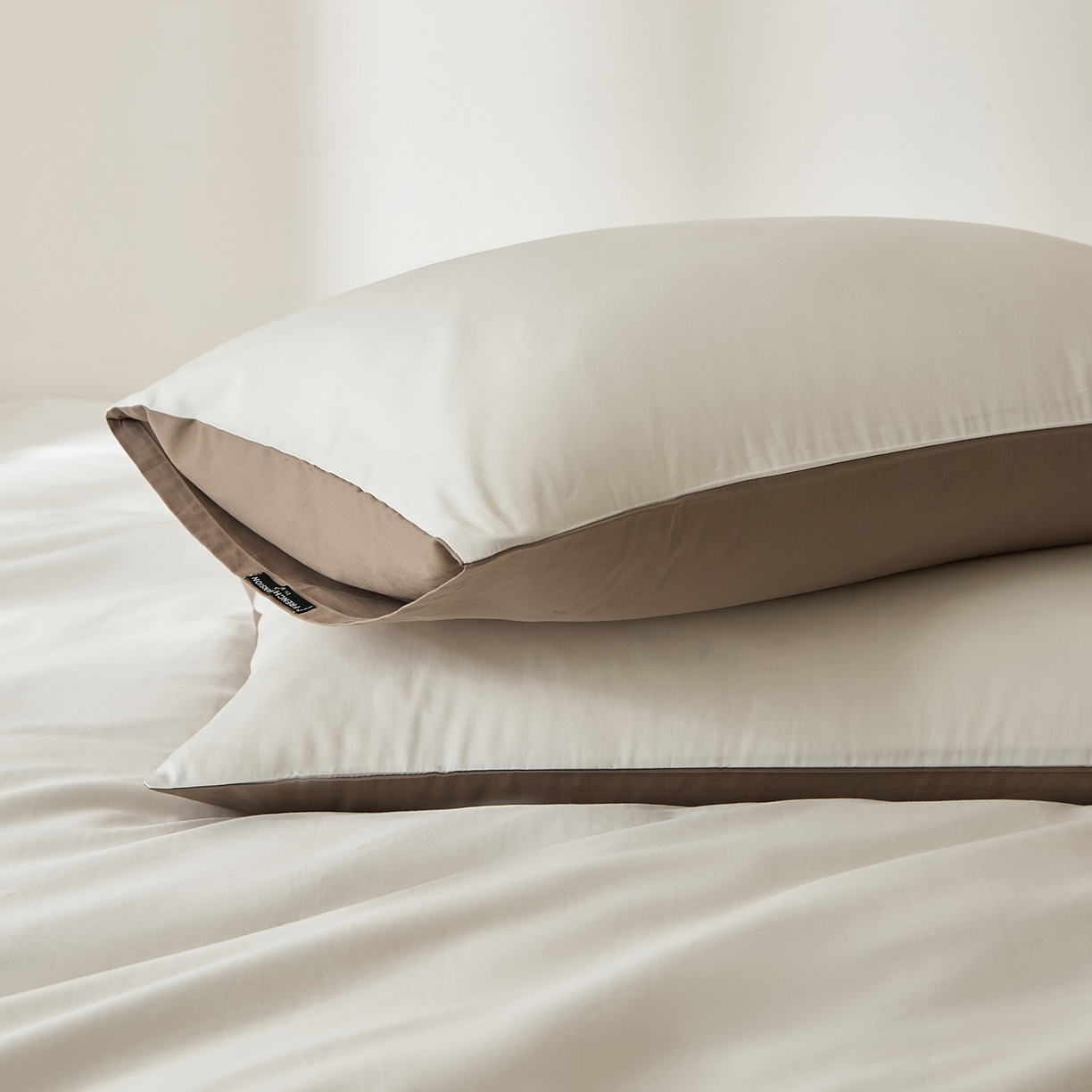 91家纺网 家纺一手货源 找家纺 EH家居 2026新款长绒棉安缦之境单品系列单枕套 AB版-安缦之境-阳光白咖