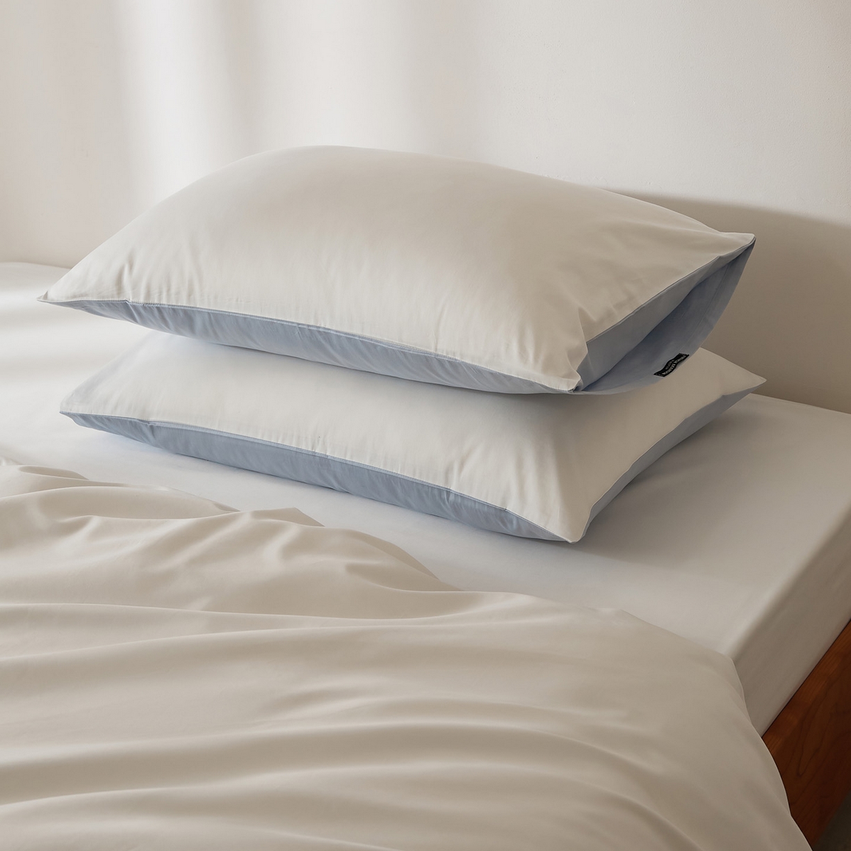 91家纺网 家纺一手货源 找家纺 EH家居 2026新款长绒棉安缦之境单品系列单枕套 AB版-安缦之境-蓝白