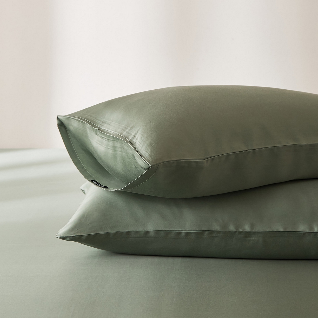 91家纺网 家纺一手货源 找家纺 EH家居 2026新款长绒棉安缦之境单品系列单枕套 AA版-安缦之境-藻绿