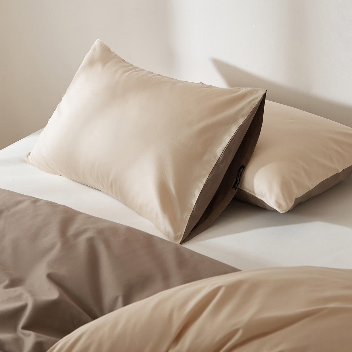 91家纺网 家纺一手货源 找家纺 EH家居 2026新款长绒棉安缦之境单品系列单枕套 AB版-安缦之境-梦幻香槟色