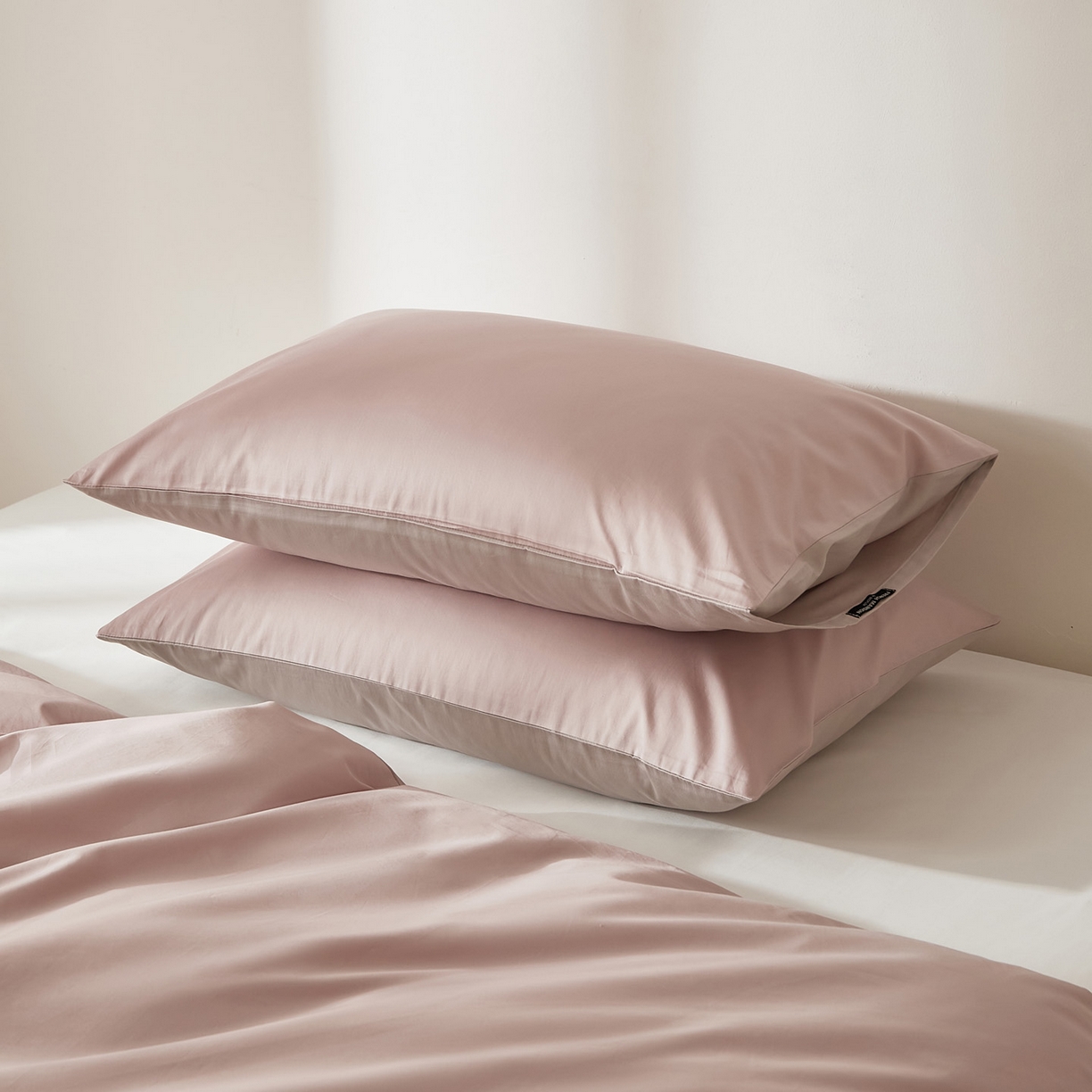 91家纺网 家纺一手货源 找家纺 EH家居 2026新款长绒棉安缦之境单品系列单枕套 AB版-安缦之境-洋气粉灰