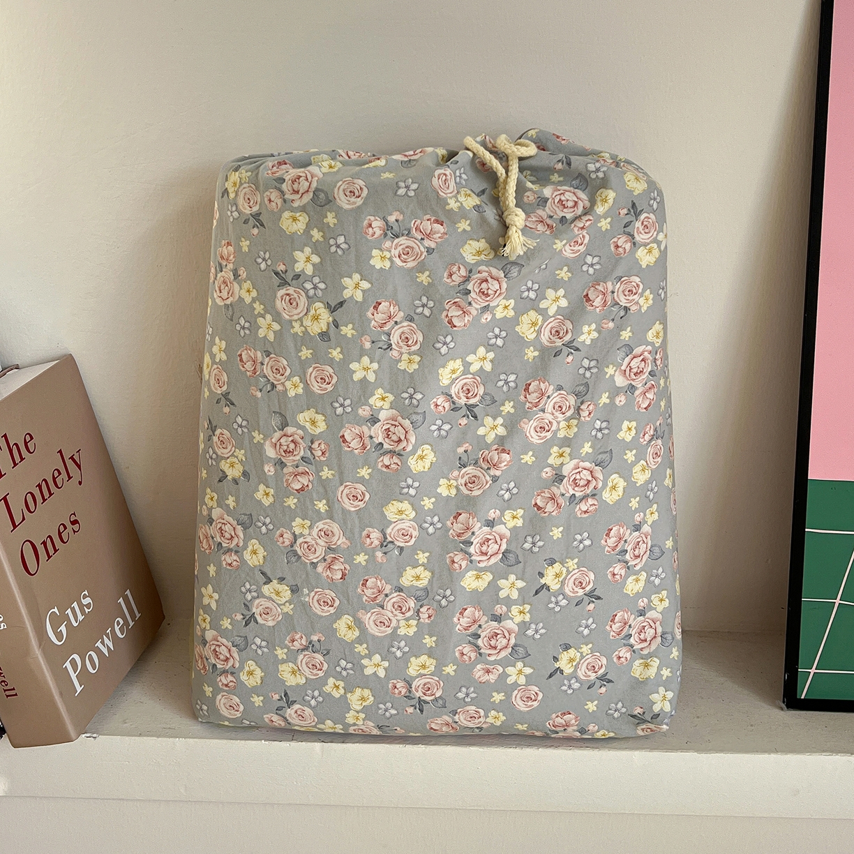 91家纺网 家纺一手货源 找家纺 水墨江南 2026新款加厚仿棉古法水洗棉小布袋款印花四件套 浪漫花园