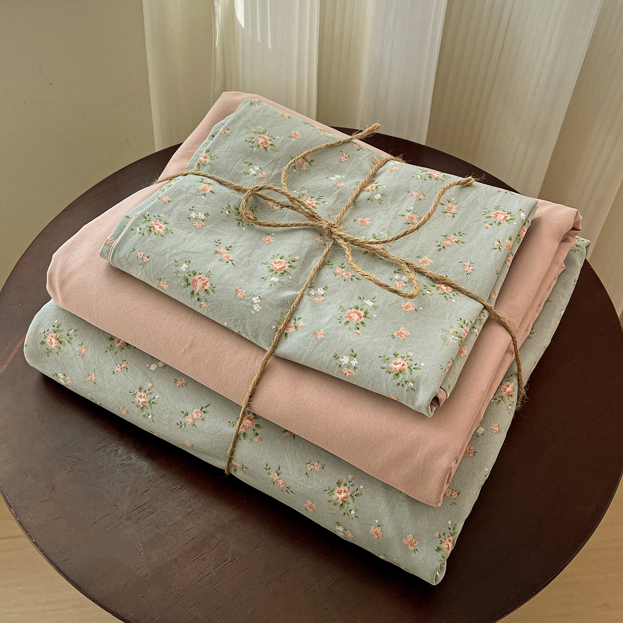 91家纺网 家纺一手货源 找家纺 水墨江南 2026新款加厚仿棉古法水洗棉小布袋款印花四件套 秘密花园