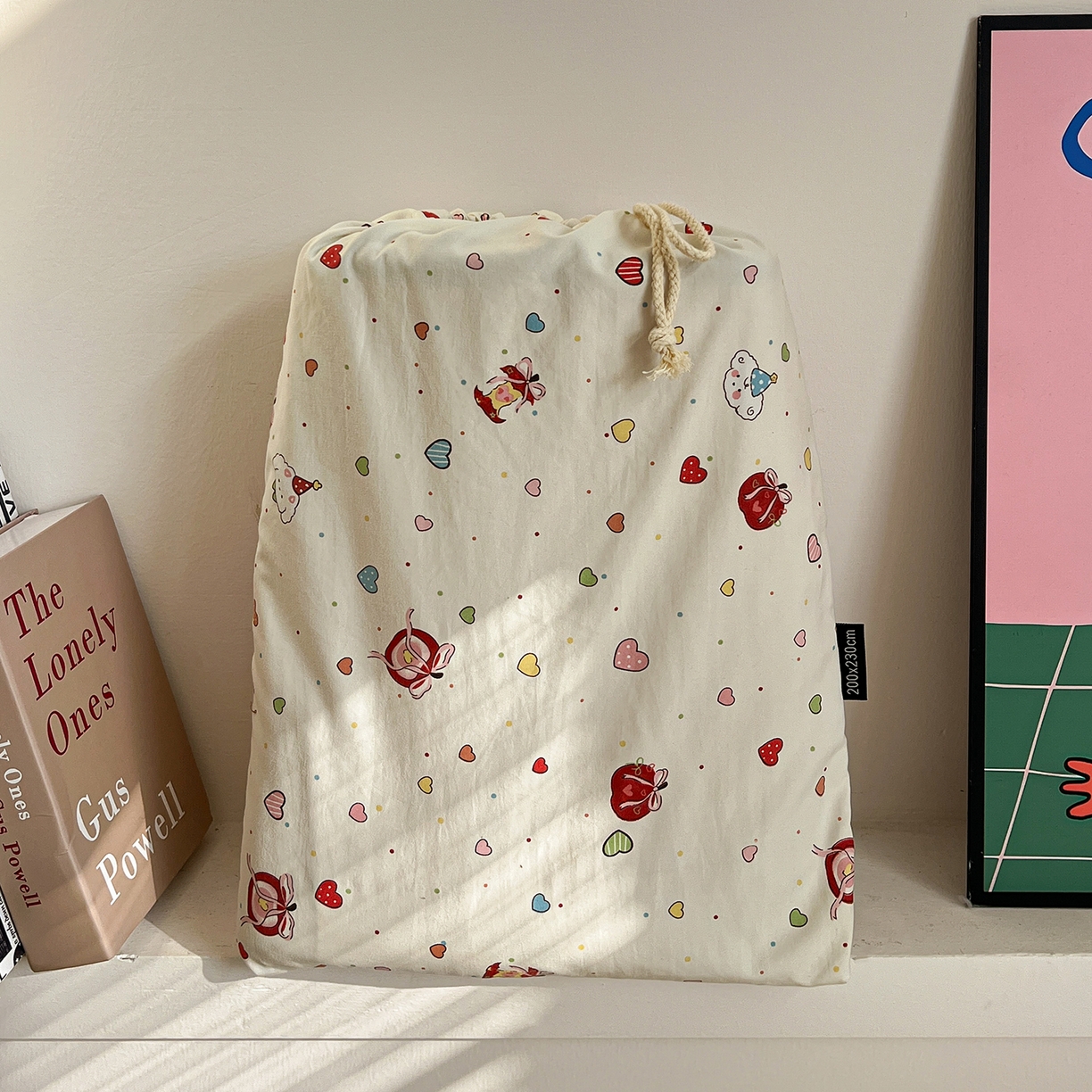 91家纺网 家纺一手货源 找家纺 水墨江南 2026新款加厚仿棉古法水洗棉小布袋款印花四件套 甜蜜纪念日