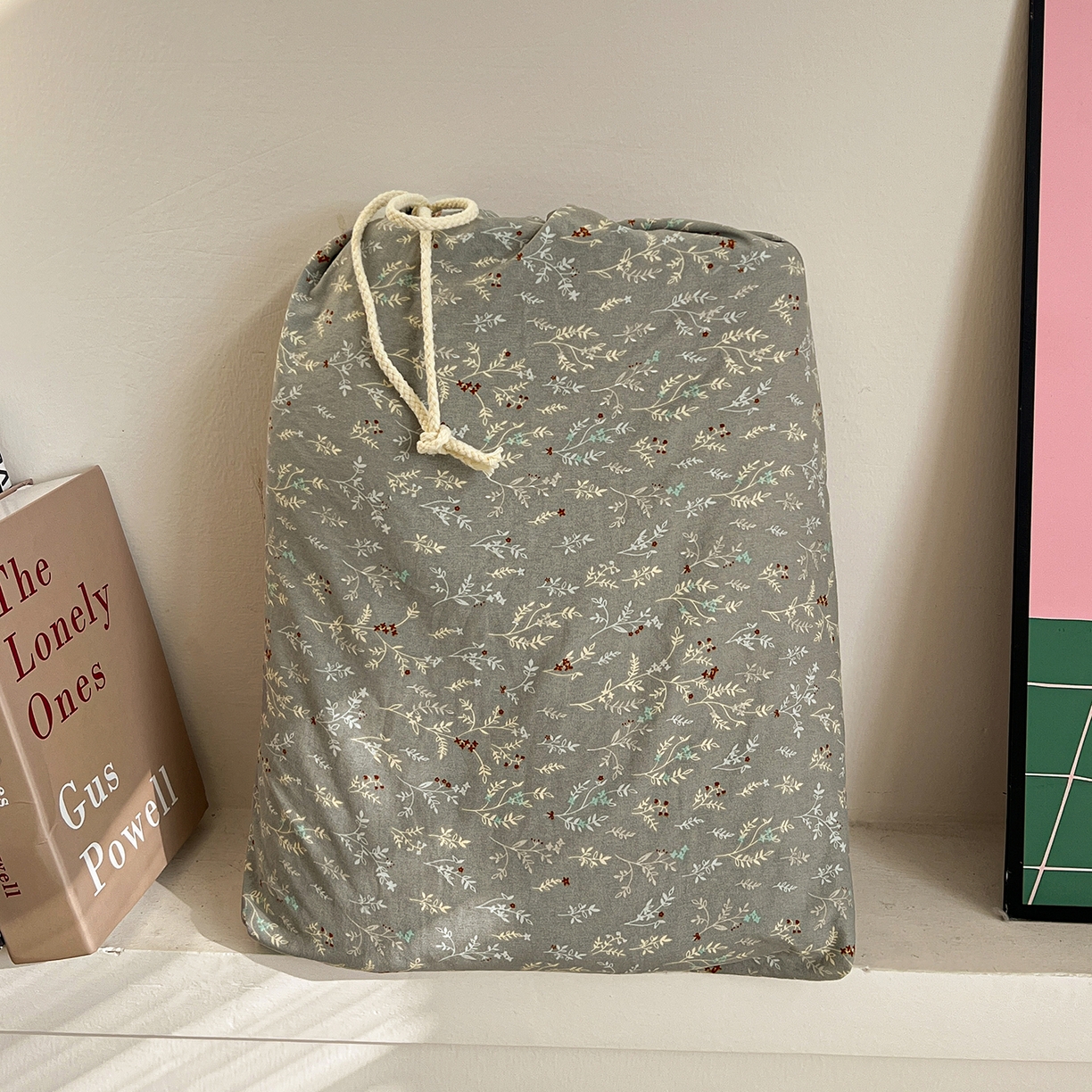 91家纺网 家纺一手货源 找家纺 水墨江南 2026新款加厚仿棉古法水洗棉小布袋款印花四件套 晚香玉