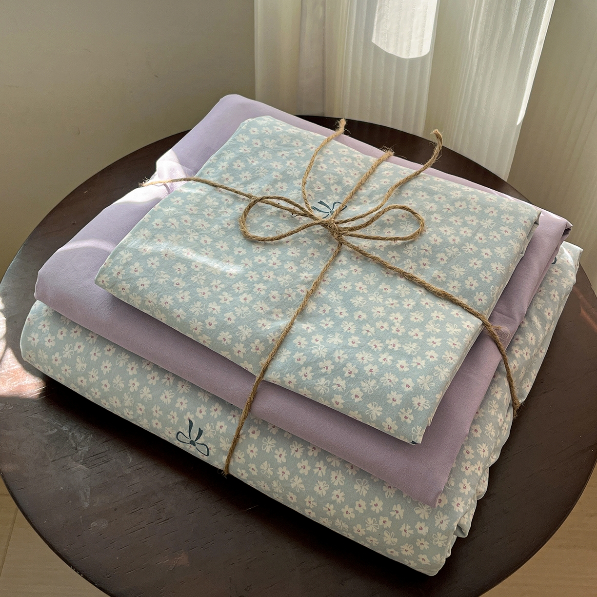 91家纺网 家纺一手货源 找家纺 水墨江南 2026新款加厚仿棉古法水洗棉小布袋款印花四件套 小浪漫