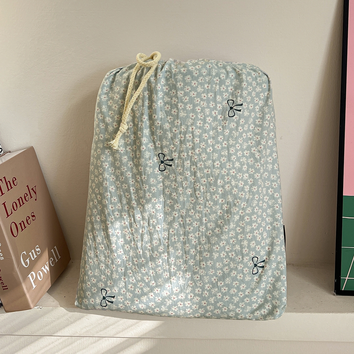 91家纺网 家纺一手货源 找家纺 水墨江南 2026新款加厚仿棉古法水洗棉小布袋款印花四件套 小浪漫