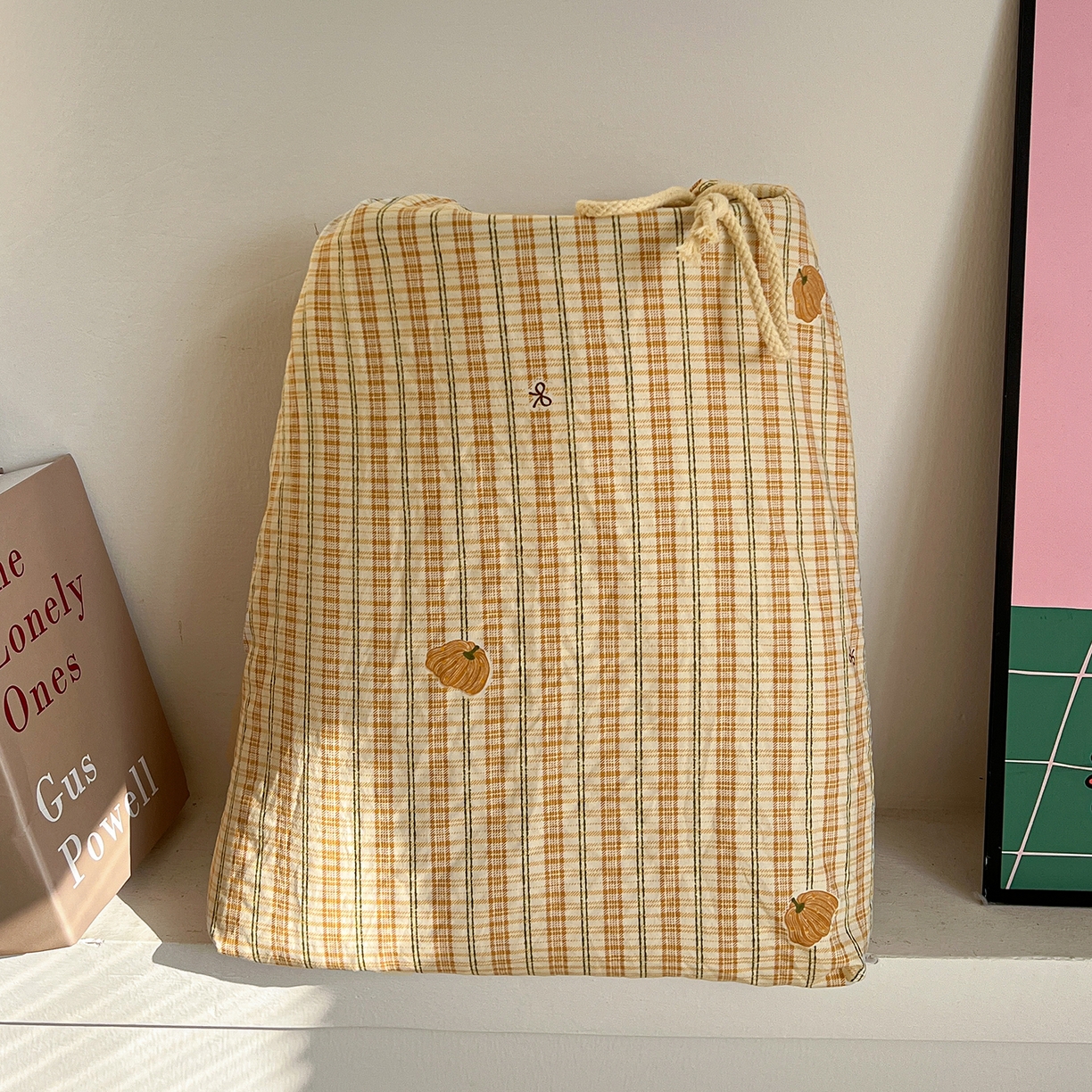 91家纺网 家纺一手货源 找家纺 水墨江南 2026新款加厚仿棉古法水洗棉小布袋款印花四件套 小南瓜