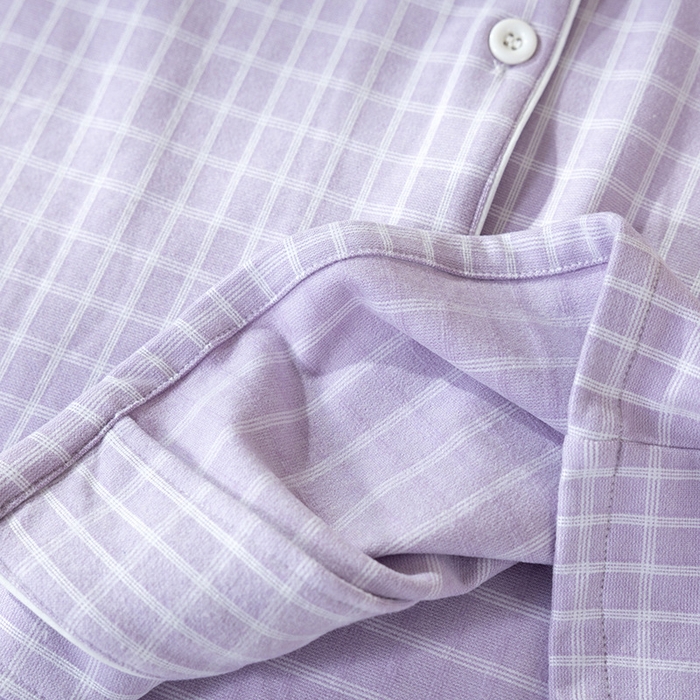 91家纺网 家纺一手货源 找家纺 洛兰沙家居馆 2025新款秋冬保暖女士家居服素行简约格休闲舒适睡衣长袖长裤翻领弹力 紫色