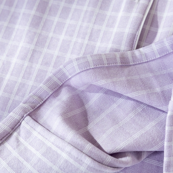 91家纺网 家纺一手货源 找家纺 洛兰沙家居馆 2025新款秋冬保暖女士家居服素行简约格休闲舒适睡衣长袖长裤翻领弹力 紫色