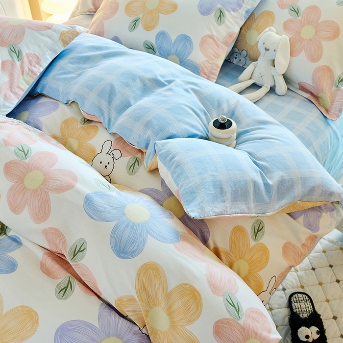 91家纺网 家纺一手货源 找家纺 珂博家纺 2024新款轻柔感全棉印花纯棉四件套花海争名