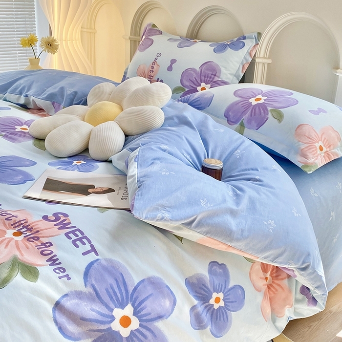 91家纺网 家纺一手货源 找家纺 珂博家纺 2024新款轻柔感全棉印花纯棉四件套 花间蜜语