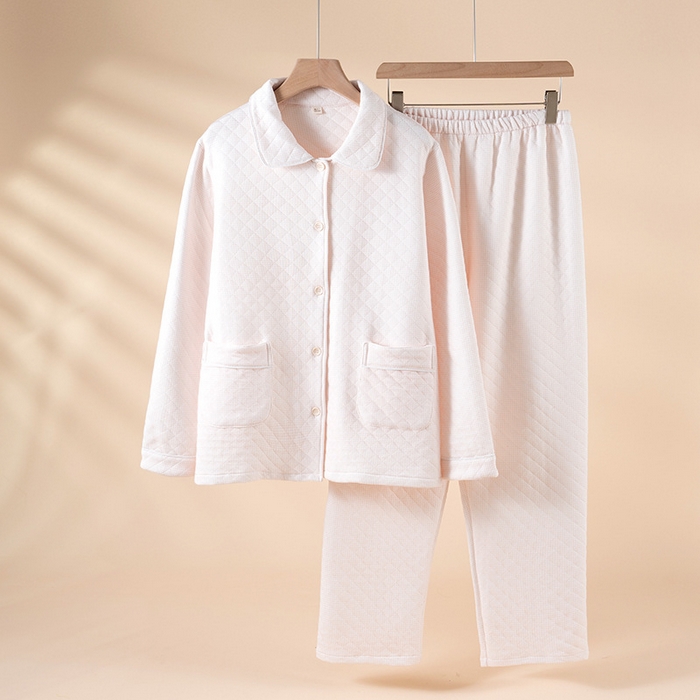 91家纺网 家纺一手货源 找家纺 （总）洛兰沙家居馆【只代发】【只代发】 2024新款全棉色织提花国风长袖长裤睡衣女四季薄款圆领套头家居服套装可外穿