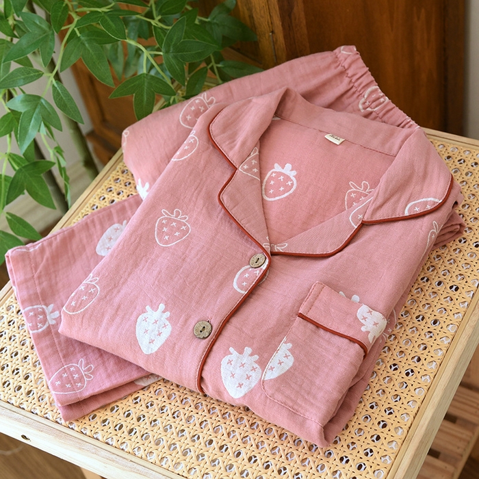 91家纺网 家纺一手货源 找家纺 （总）洛兰沙家居馆【只代发】【只代发】 2024新款全棉色织提花国风长袖长裤睡衣女四季薄款圆领套头家居服套装可外穿