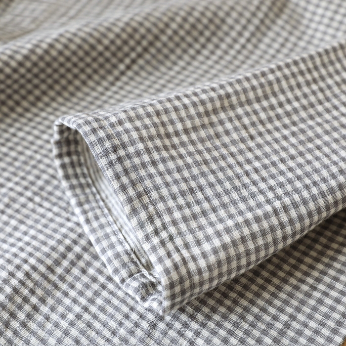 91家纺网 家纺一手货源 找家纺 （总）洛兰沙家居馆 2025新款温澜男士纯棉双层色织棉纱家居服睡衣圆领简约格子透气长袖长裤套