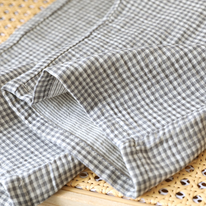 91家纺网 家纺一手货源 找家纺 （总）洛兰沙家居馆 2025新款温澜男士纯棉双层色织棉纱家居服睡衣圆领简约格子透气长袖长裤套