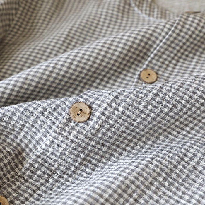 91家纺网 家纺一手货源 找家纺 （总）洛兰沙家居馆 2025新款温澜男士纯棉双层色织棉纱家居服睡衣圆领简约格子透气长袖长裤套