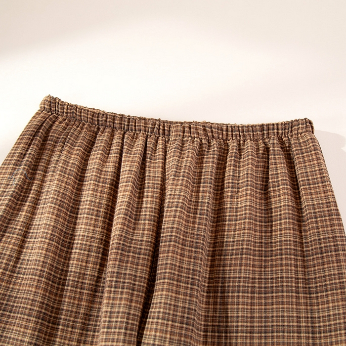 91家纺网 家纺一手货源 找家纺 洛兰沙家居馆 2025新款情侣款全棉双层男女家居服简约睡衣套装长袖长裤格子简约风舒适款 男士莫奈花园长袖长裤套装-卡其色