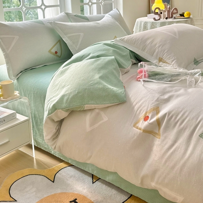 91家纺网 家纺一手货源 找家纺 （总）珂博家纺 2025新款12868全棉纯棉小清新印花四件套学生宿舍三件套-系列二