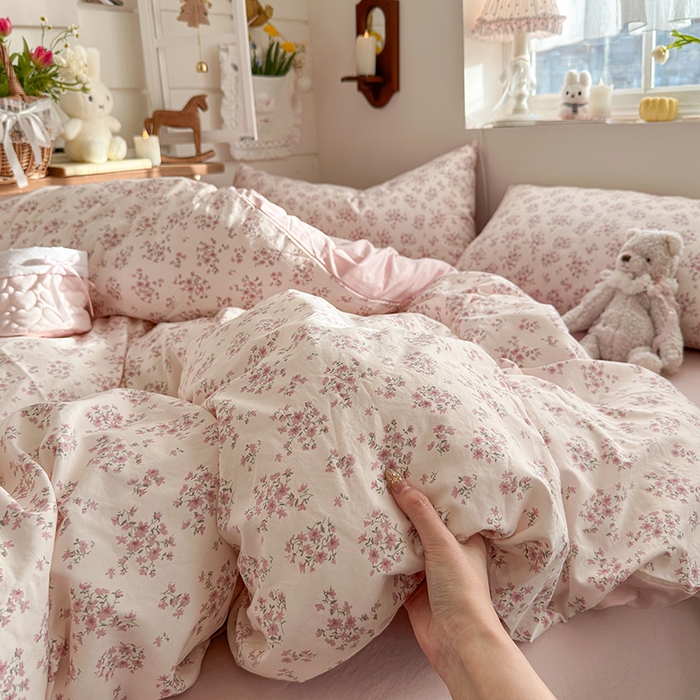 91家纺网 家纺一手货源 找家纺 总-金梦拉 2026新款春夏古法水洗仿棉砂洗云小棉小布袋四件套