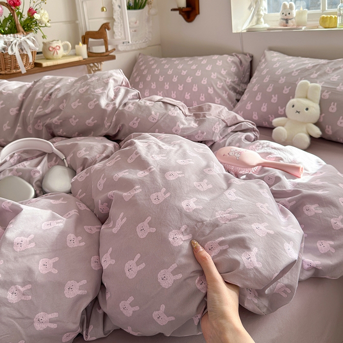 91家纺网 家纺一手货源 找家纺 总-金梦拉 2026新款春夏古法水洗仿棉砂洗云小棉小布袋四件套