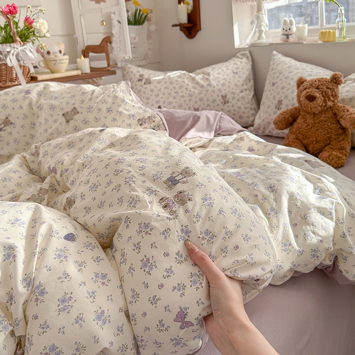 91家纺网 家纺一手货源 找家纺 总-金梦拉 2026新款春夏古法水洗仿棉砂洗云小棉小布袋四件套