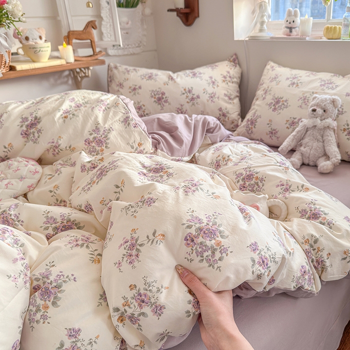 91家纺网 家纺一手货源 找家纺 总-金梦拉 2026新款春夏古法水洗仿棉砂洗云小棉小布袋四件套