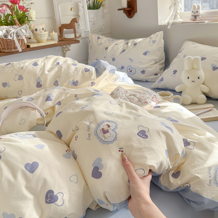 91家纺网 家纺一手货源 找家纺 总-金梦拉 2026新款春夏古法水洗仿棉砂洗云小棉小布袋四件套