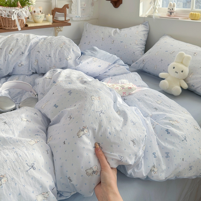 91家纺网 家纺一手货源 找家纺 总-金梦拉 2026新款春夏古法水洗仿棉砂洗云小棉小布袋四件套