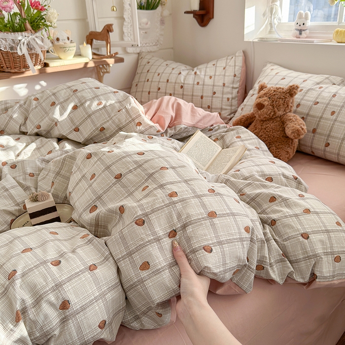 91家纺网 家纺一手货源 找家纺 总-金梦拉 2026新款春夏古法水洗仿棉砂洗云小棉小布袋四件套