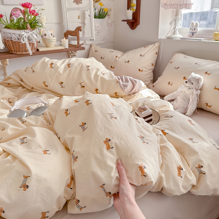 91家纺网 家纺一手货源 找家纺 总-金梦拉 2026新款春夏古法水洗仿棉砂洗云小棉小布袋四件套