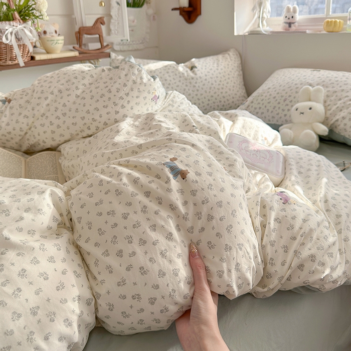 91家纺网 家纺一手货源 找家纺 总-金梦拉 2026新款春夏古法水洗仿棉砂洗云小棉小布袋四件套