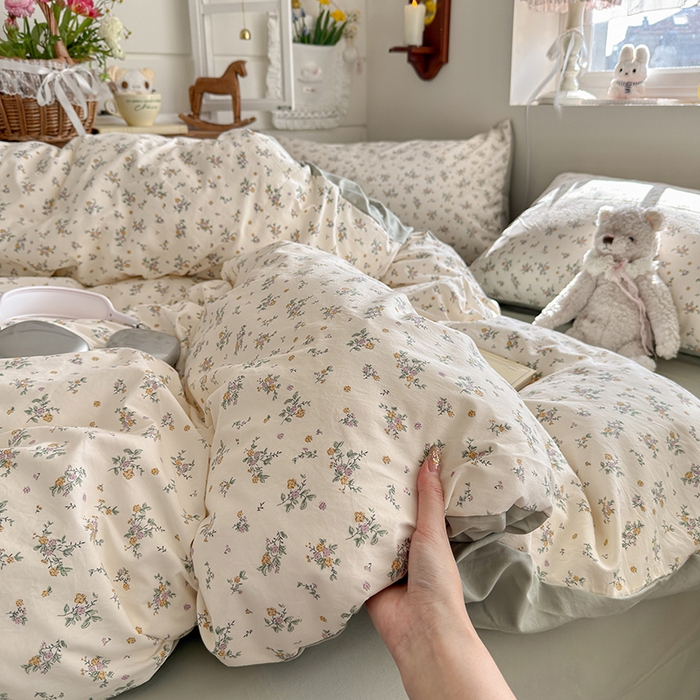 91家纺网 家纺一手货源 找家纺 总-金梦拉 2026新款春夏古法水洗仿棉砂洗云小棉小布袋四件套